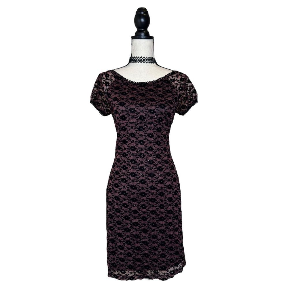 Y2K Limited Too Whimsy Goth Mauve + Purple Glitter Lace Midi Dress Size Small